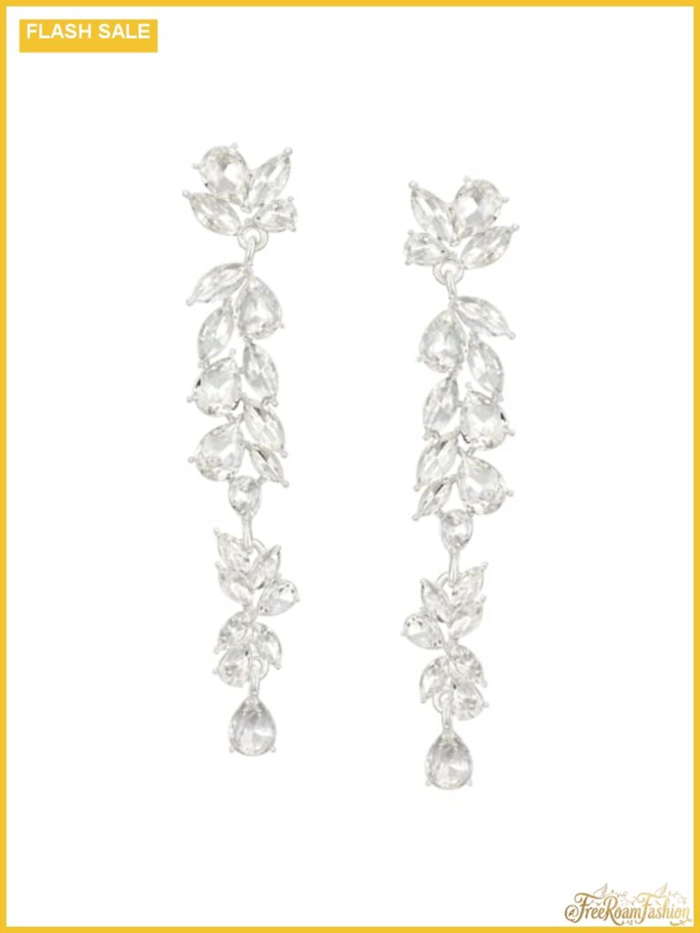 Rhinestone Dangle Earrings Silver Plated Copper Wedding Bridal